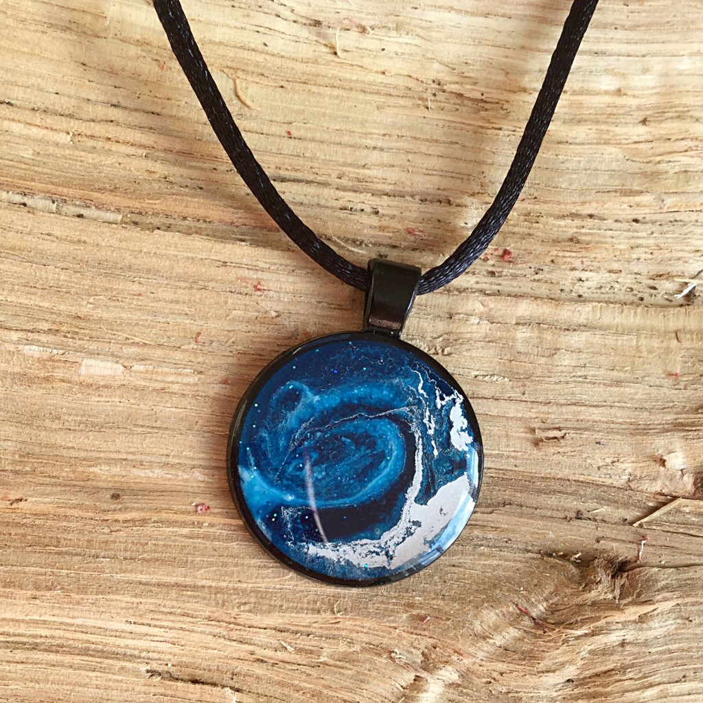 REF: TP16 - Blue and silver on black pendant - NOW SOLD 